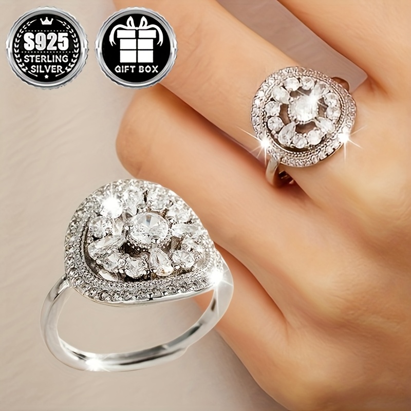 Vintage-Inspired 925 Sterling CZ Engagement Wedding Ring